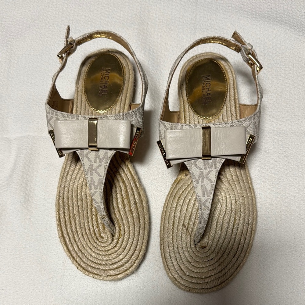 Michael Kors Cream Espadrille Sandals with Ankle Strap